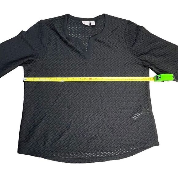 Chico's Women Top Quarter Sleeve Black Small V Neckline Open Knit Black XL Chico - Picture 9 of 11